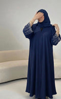 Luxury Navy Abaya Embellished Sleeves