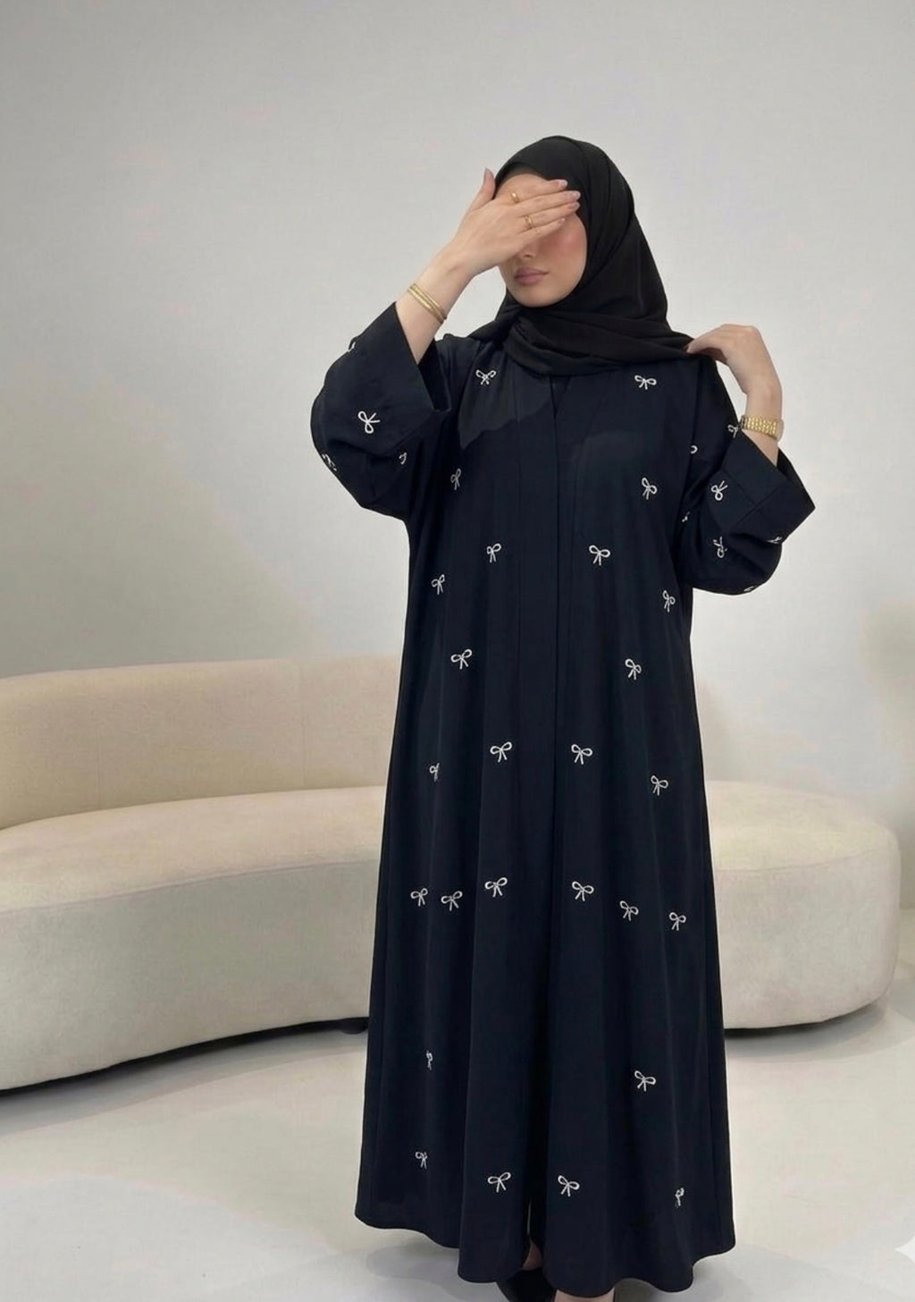 Bow Embroidered  Abaya