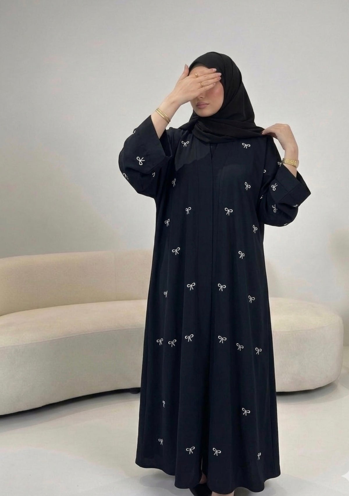 Bow Embroidered  Abaya