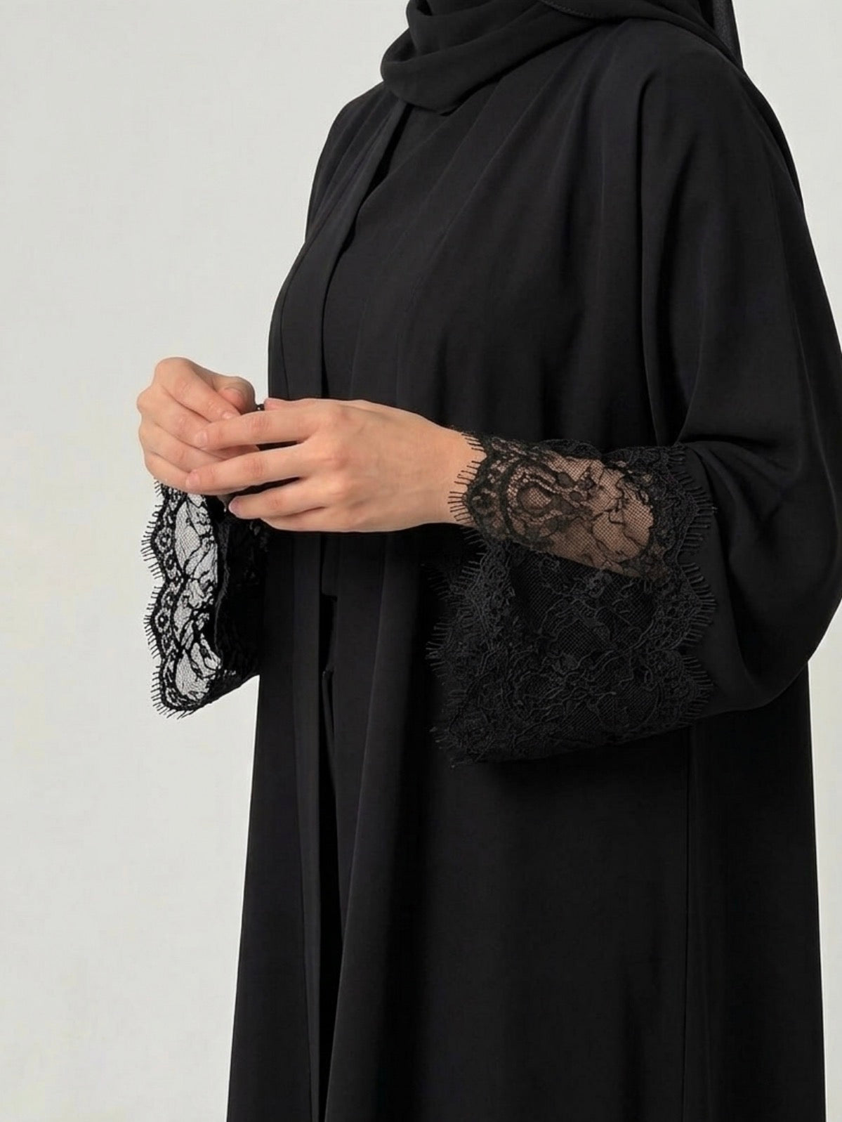 Black Abaya With Lace Dentelle