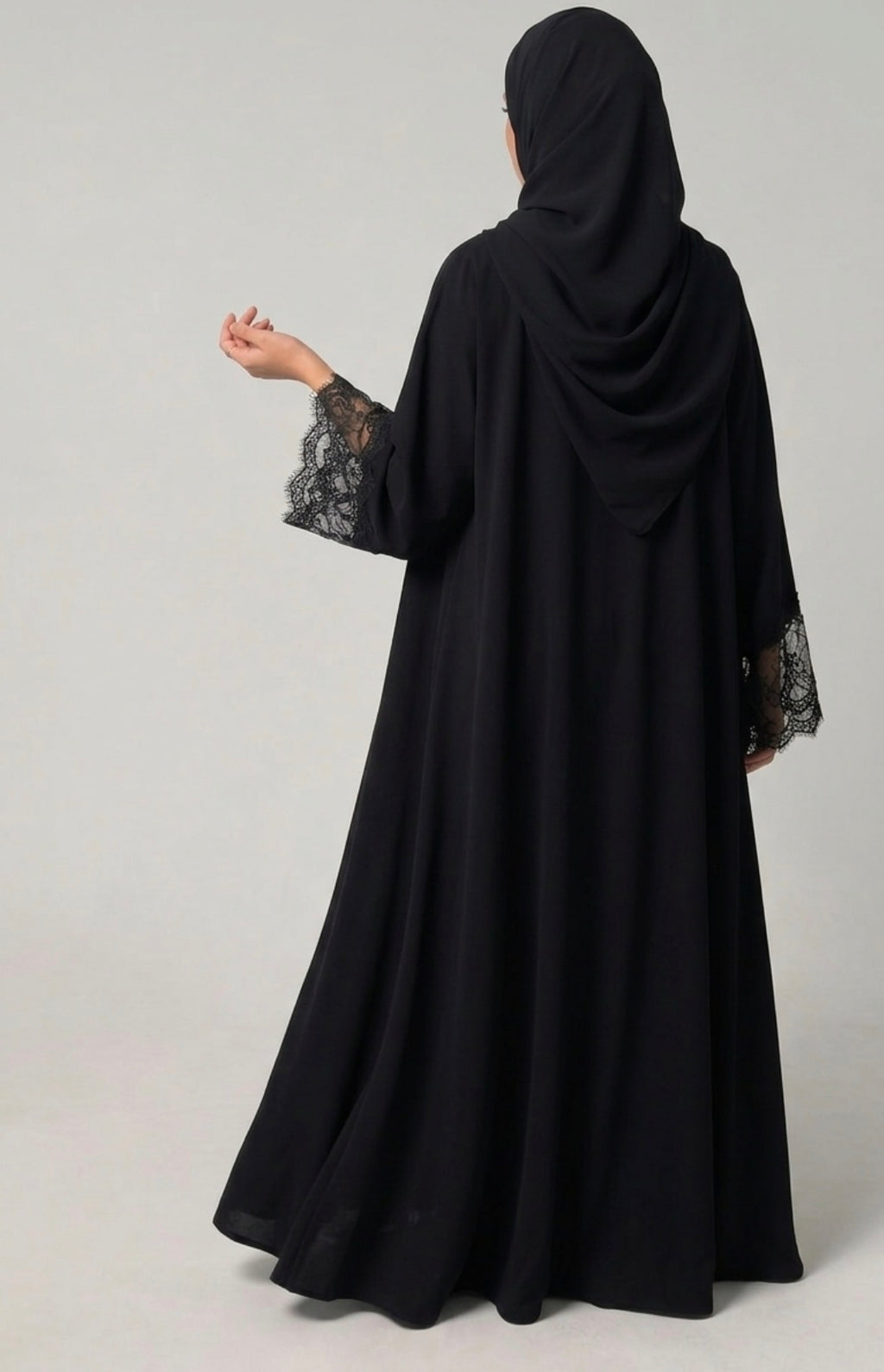 Black Abaya With Lace Dentelle